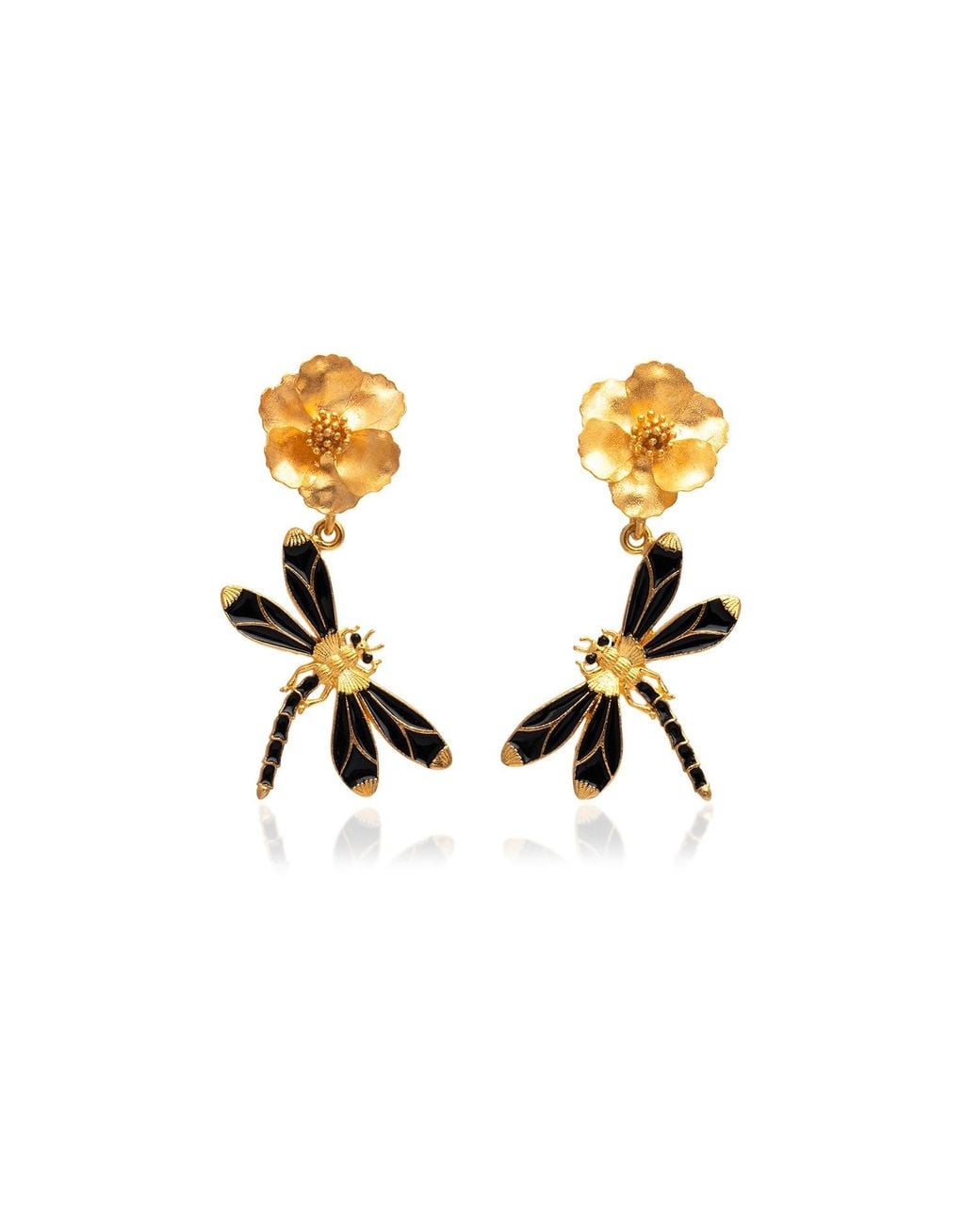 Milou Jewelry Black Dragonfly Drop Earrings