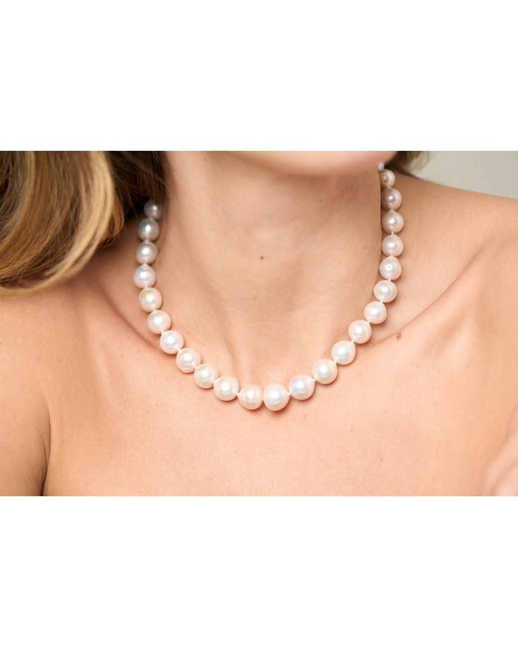 Pearls of the Orient Online Metallic Gratia Large Cultured Freshwater Pearl Necklace With Sterling Clasp