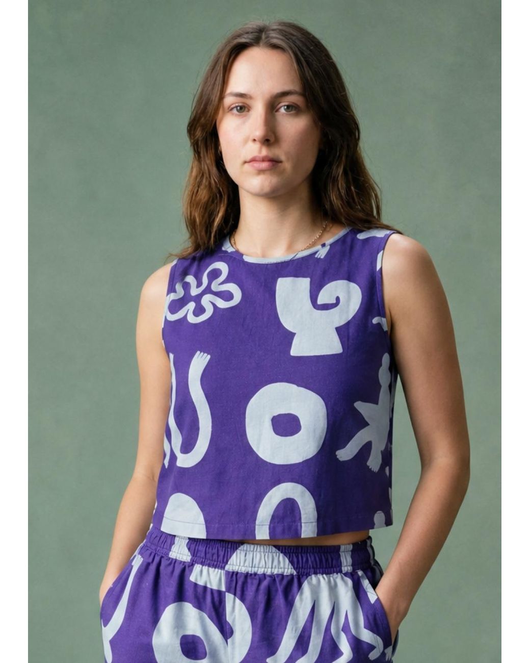 Wild Clouds Purple Organic Cotton & Linen Two-Way Tank