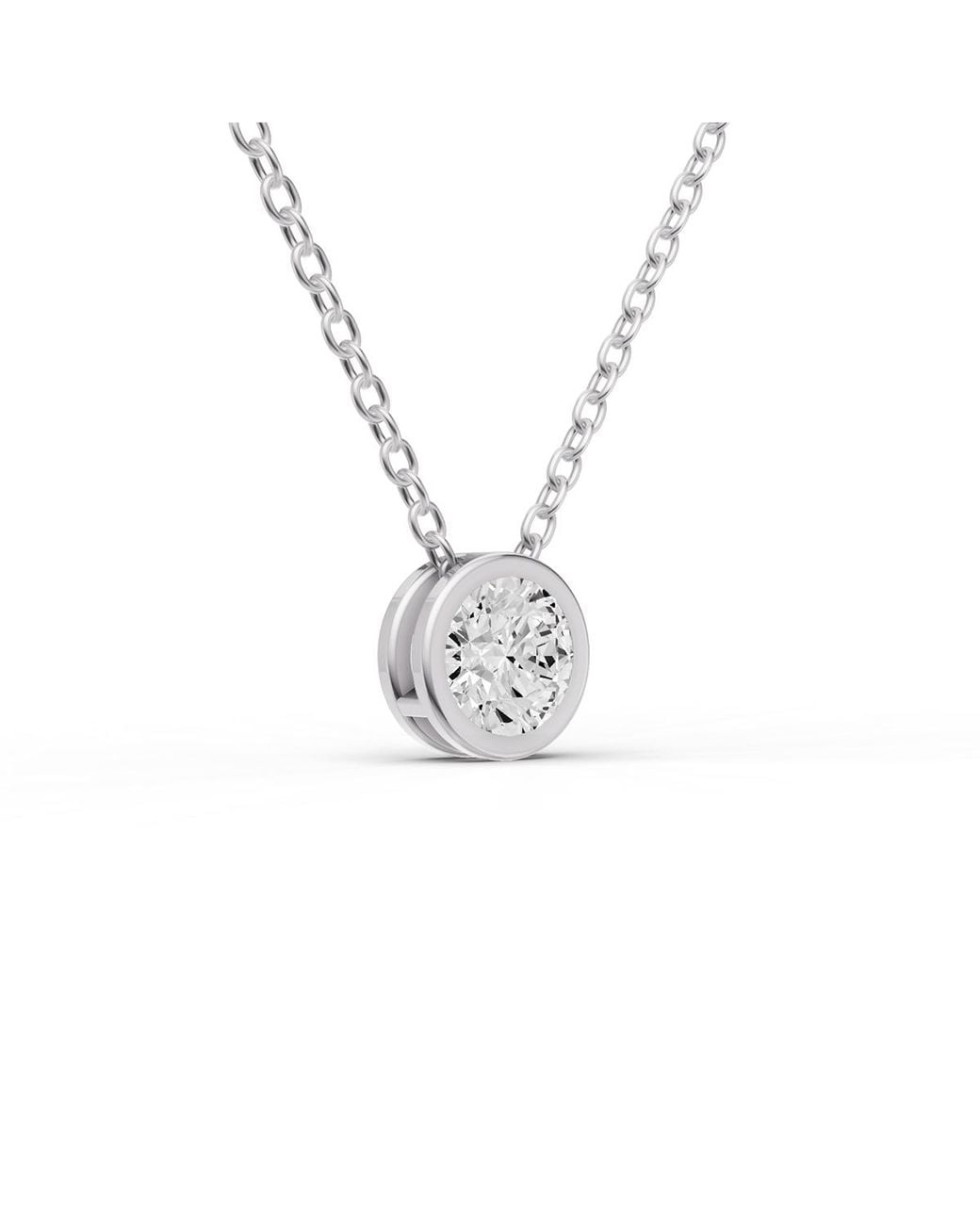 SEREIA OFFICIAL White 14K 0.75 Ct Round Bezel Pass-Thru Pendant