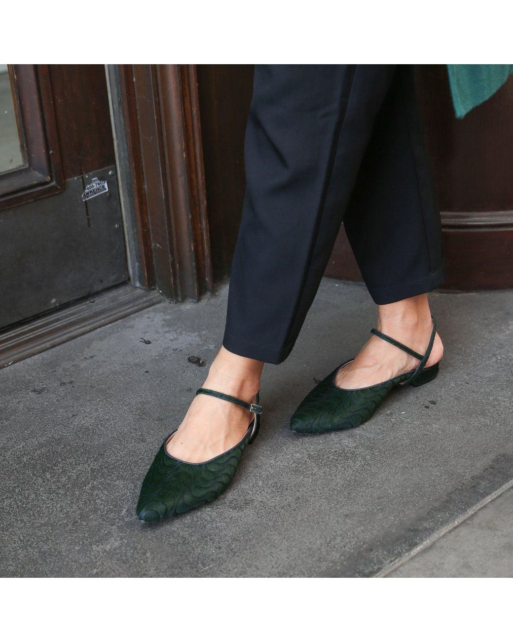 Alterre Green Laser Engraved Calf Hair Slides