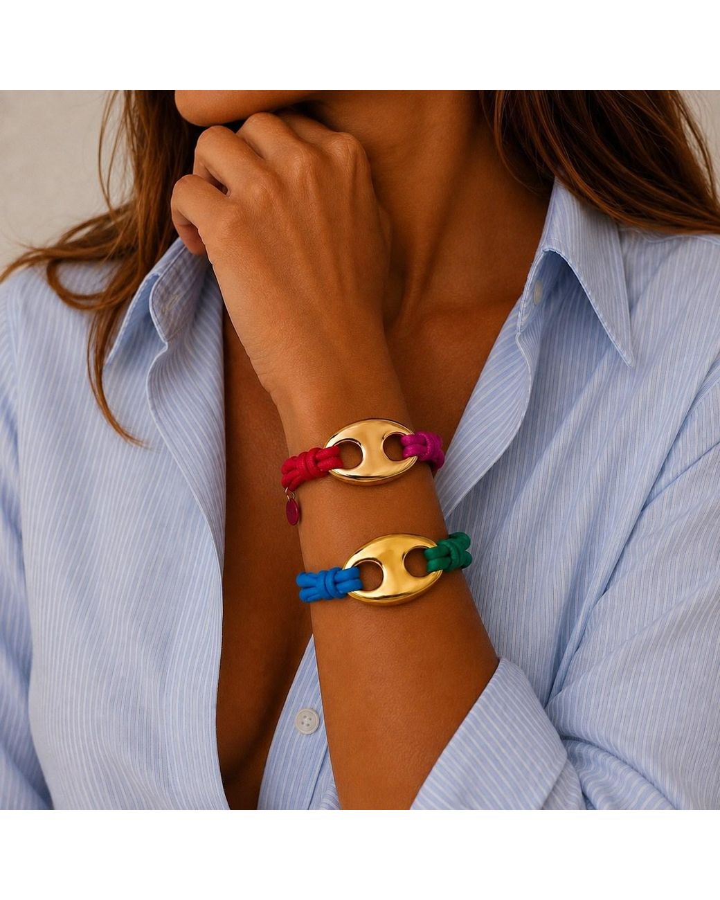 Persia Dona Jewelry Blue Giant Bubble X Stretchy Bracelet
