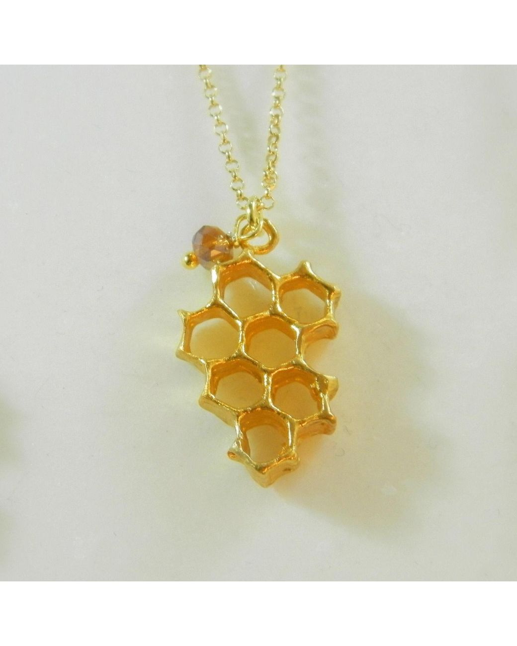 Mother Nature Jewelry Metallic Honeycomb Necklace, Handmade Nature Pendant