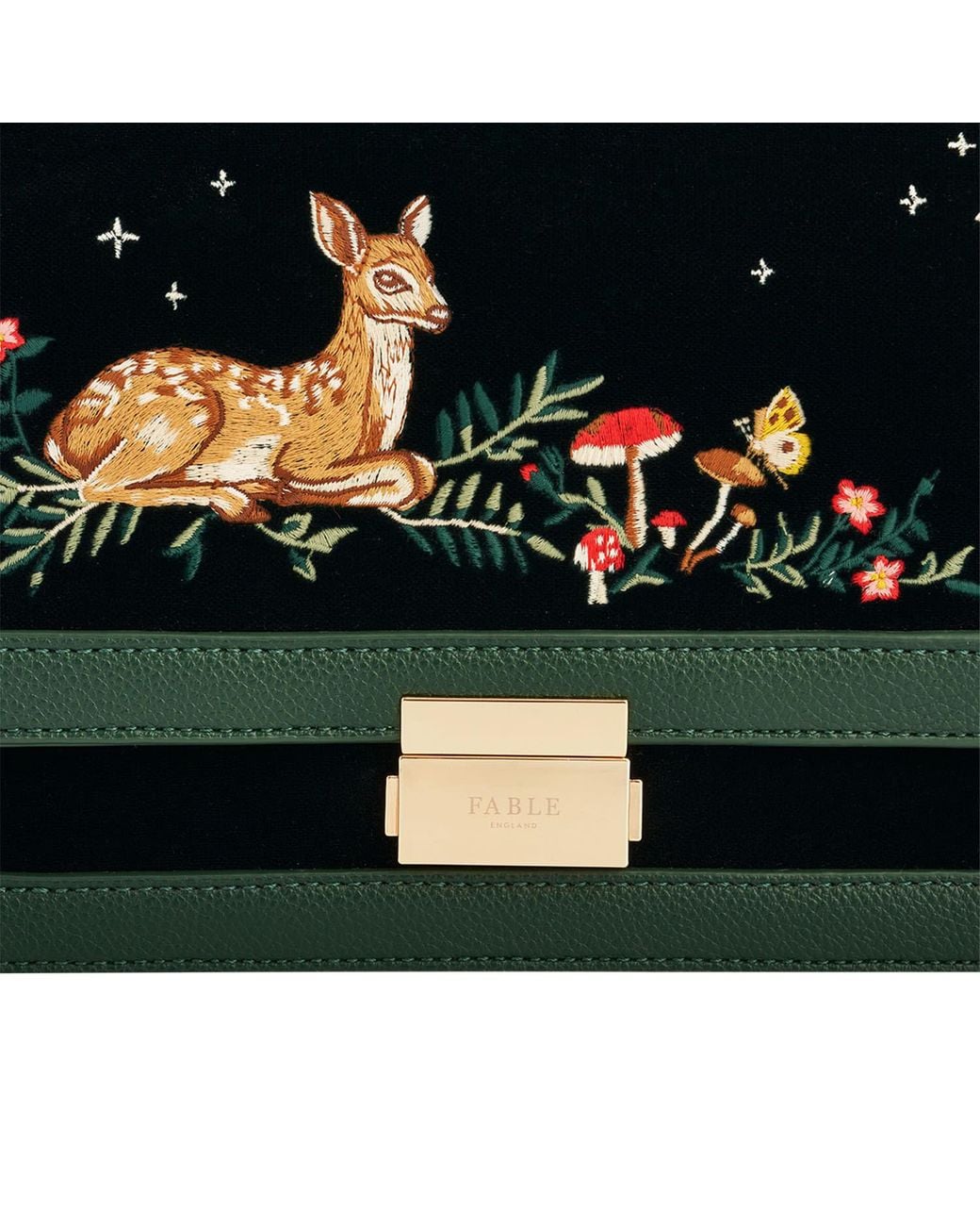 Fable England Fawn Embroidered Crossbody Bag in Black | Lyst UK