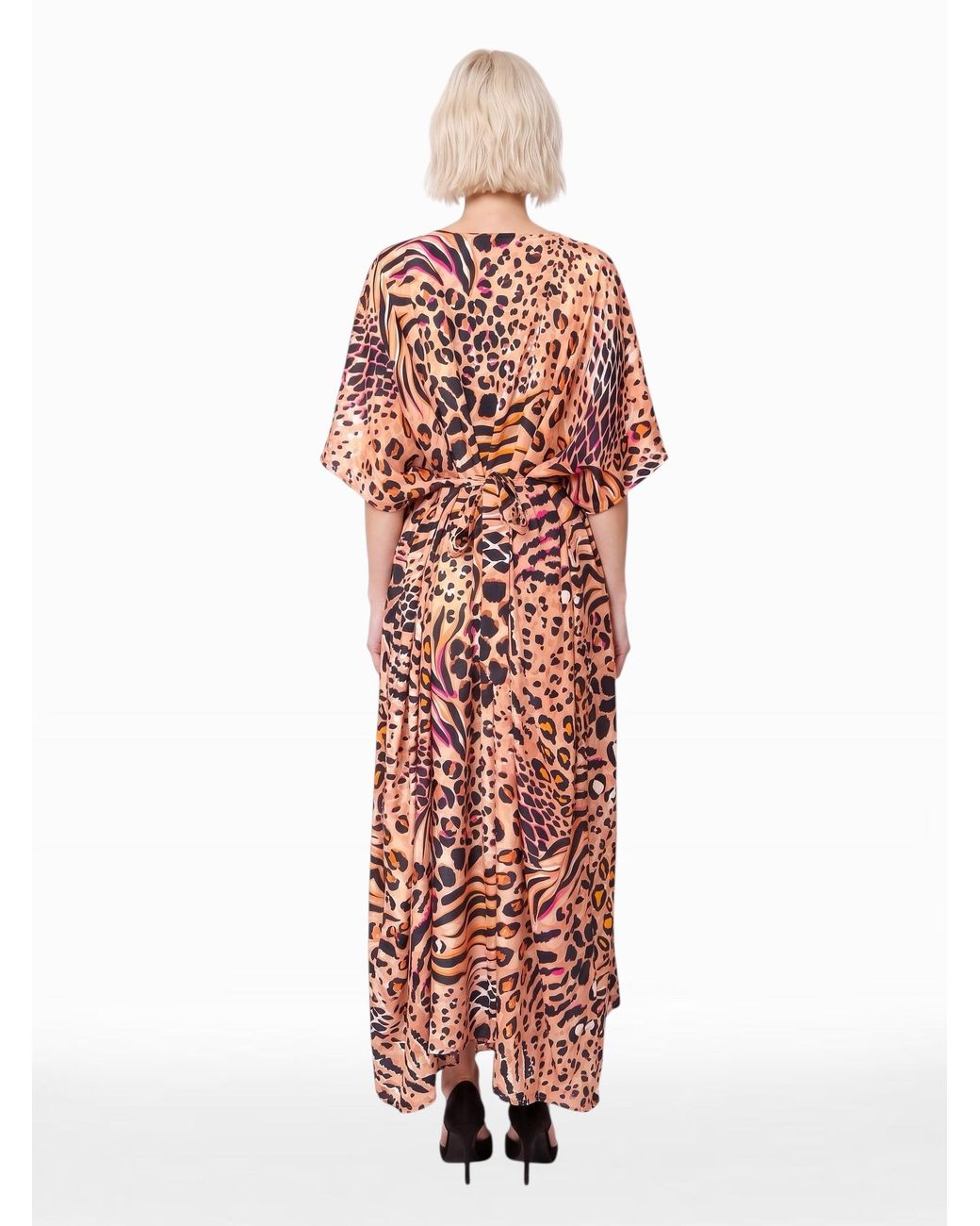 Any Old Iron White Neutrals Neutral Animal Kaftan Dress