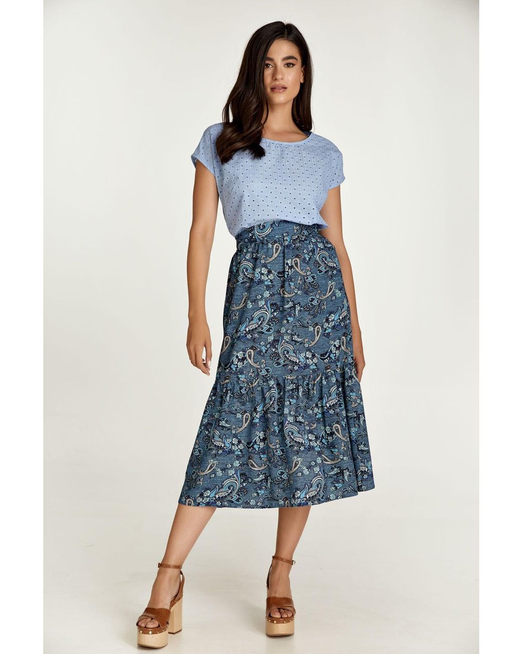 Conquista Blue Sky Sleeveless Embroidered Top