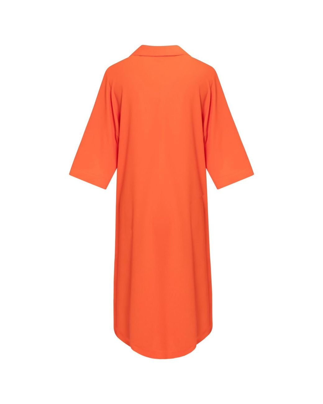 Perlavera Orange Dina Hidden Placket Three Quarter Sleeve Dress