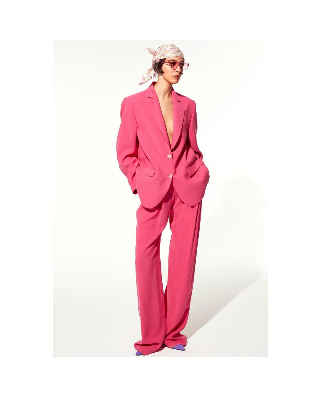 NAZLI CEREN Tina Wide-leg Trousers In Bubble Gum Pink