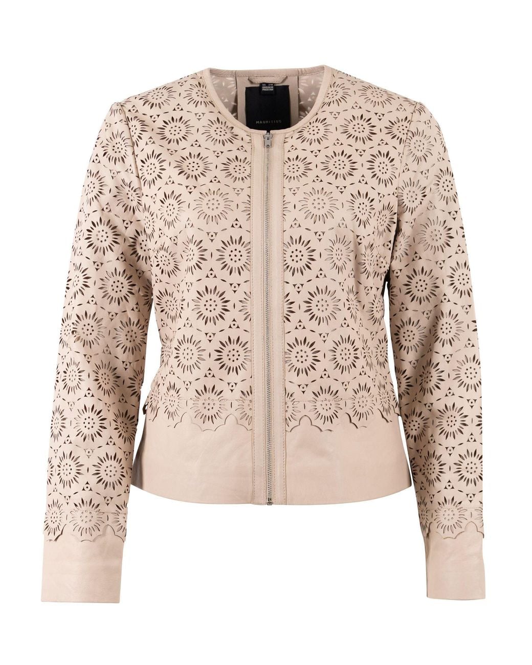 Mauritius Natural Neutrals Floral Leather Jacket Lacey