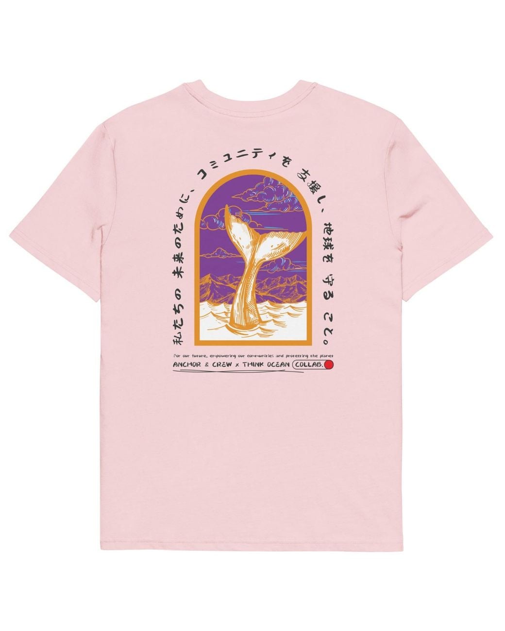 Anchor and Crew Pink Cotton Think Ocean Eight Japan Gurafiku Organic Cotton T-Shirt
