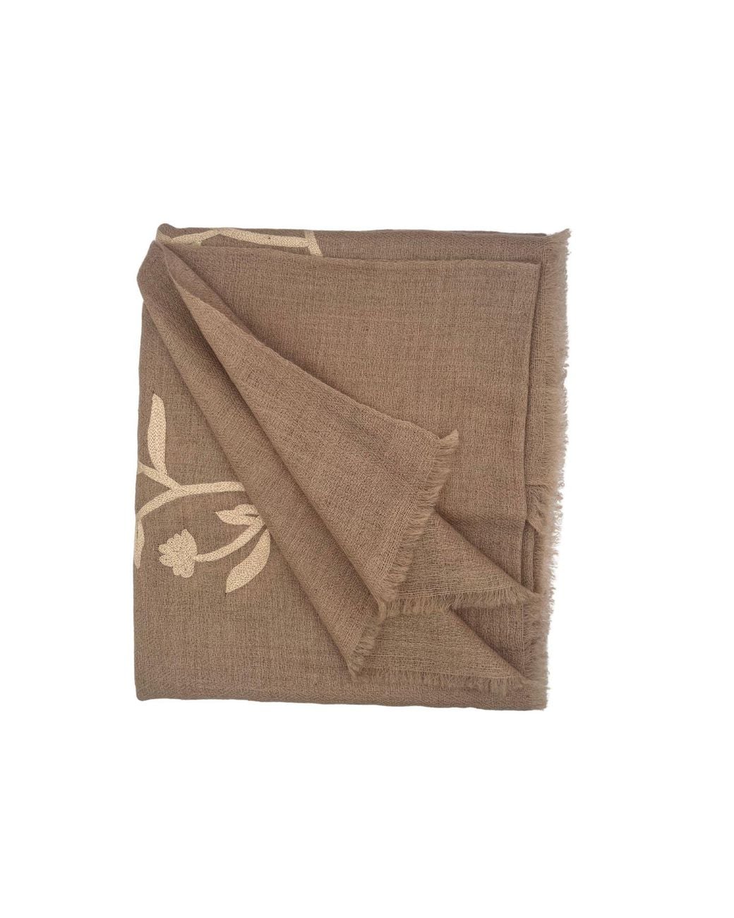 Heritagemoda Natural Neutrals Gi Certified Hand Embroidered Pashmina Cashmere Scarf