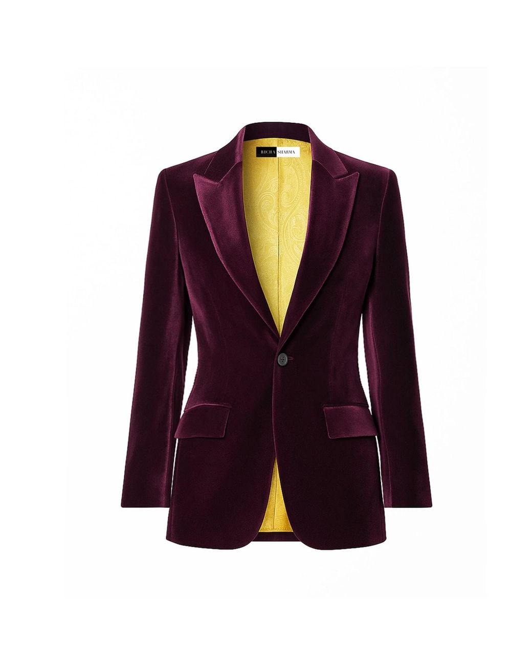 Richa Sharma Purple Imperial Amethyst Tailored Velvet Blazer