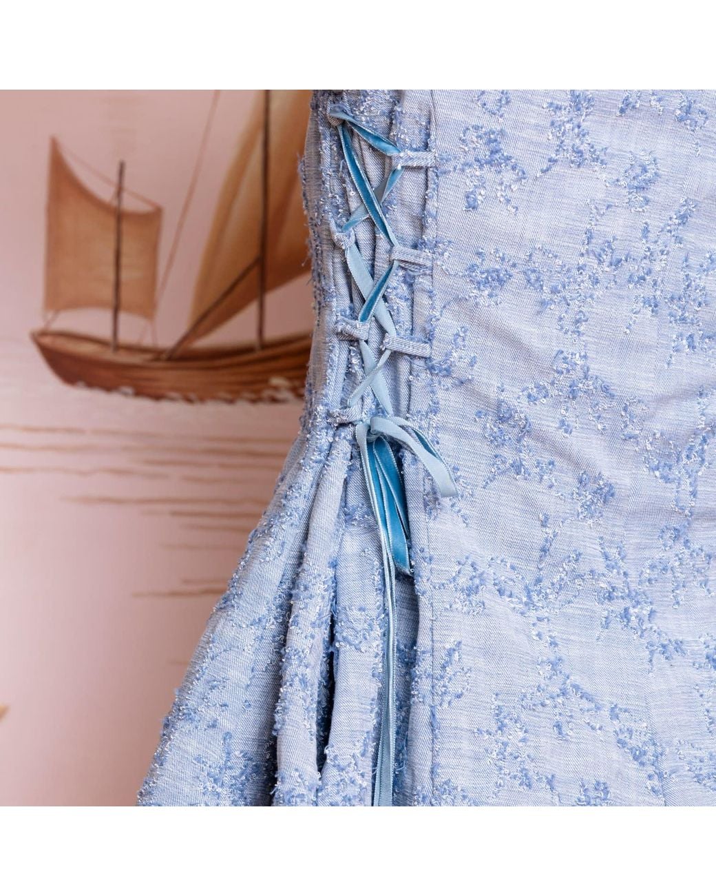 L’orangerie D’isabella Blue Bloom & Laced Mini Dress Denim