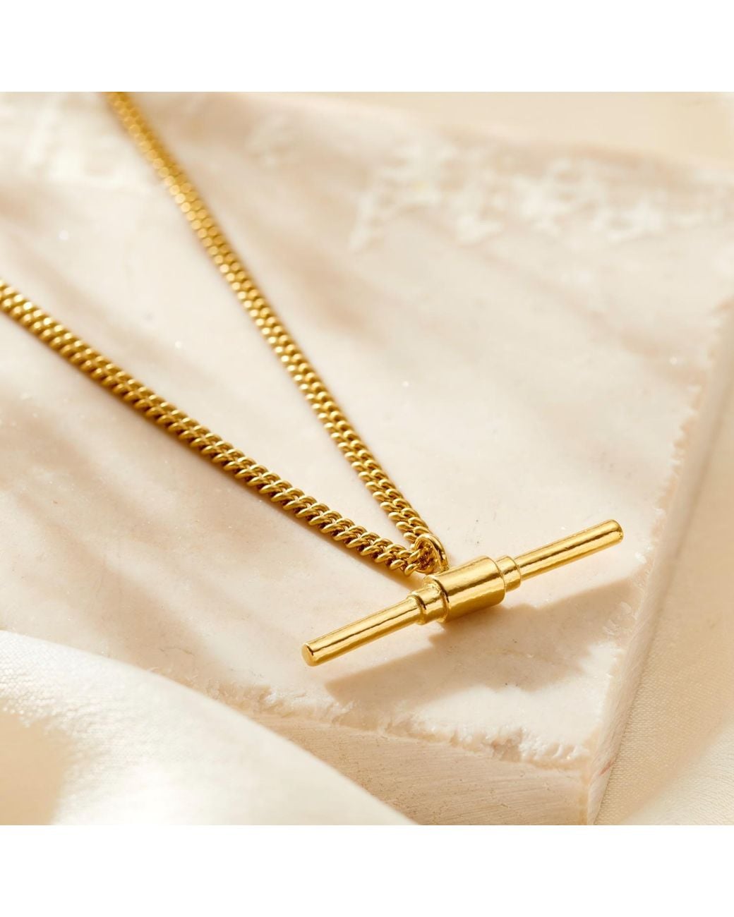 Posh Totty Designs Metallic Gold Plate T Bar Necklace With Curb Chain