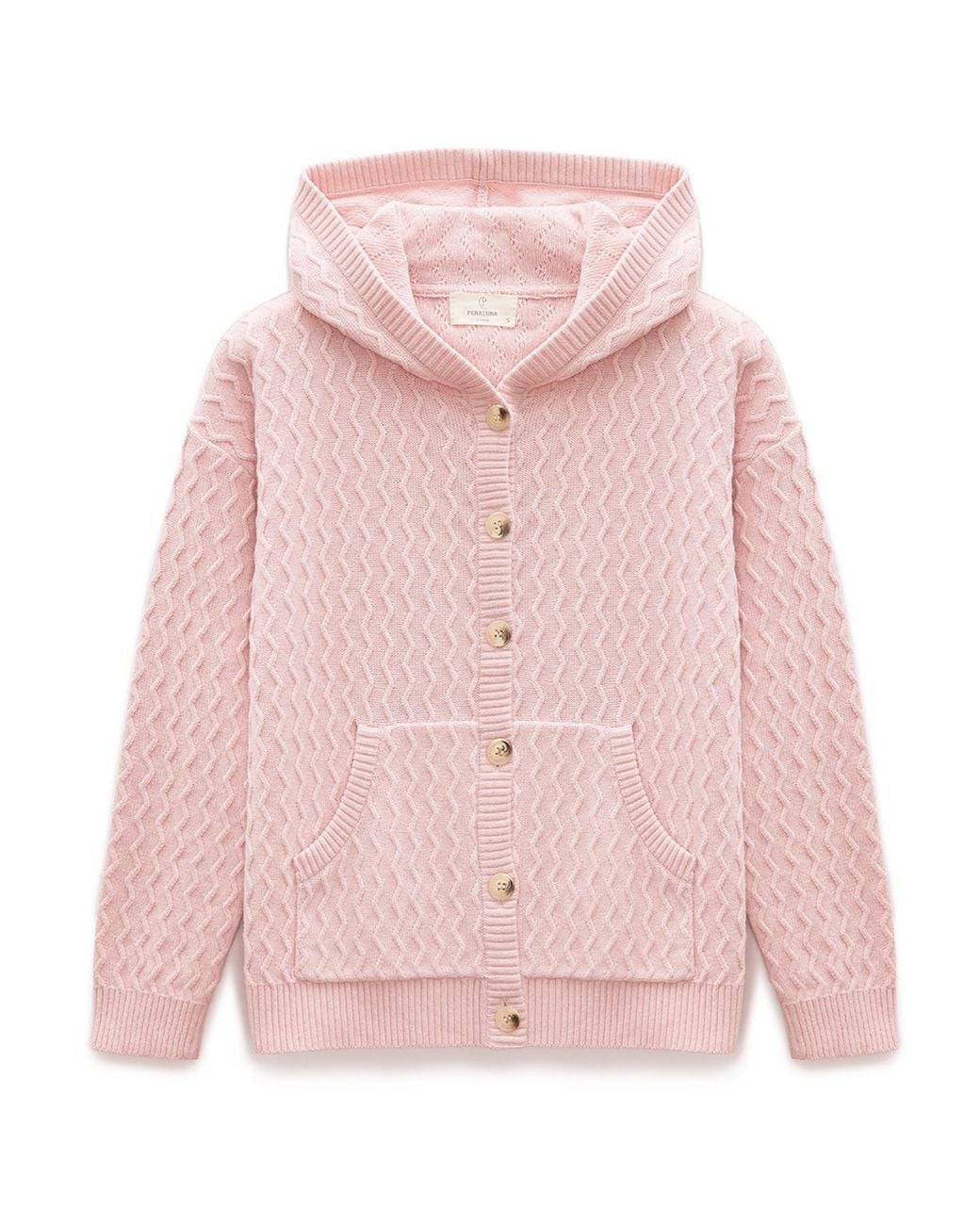 Peraluna Pink Yvonne Hooded Knit Cardigan