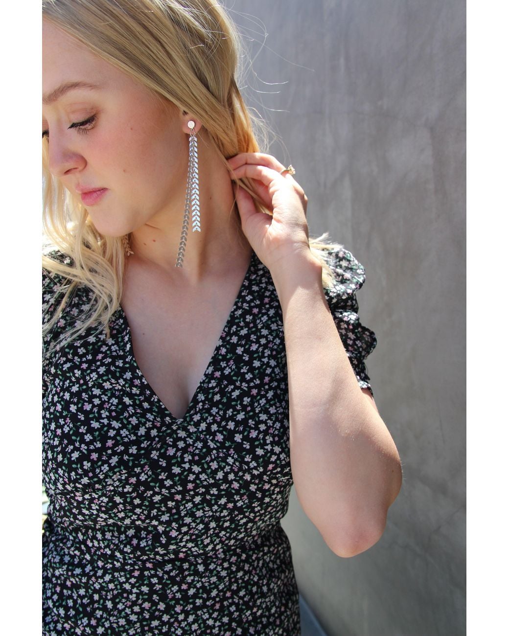 Rejected Hearts Club White Elegante Chevron Dangle Earrings