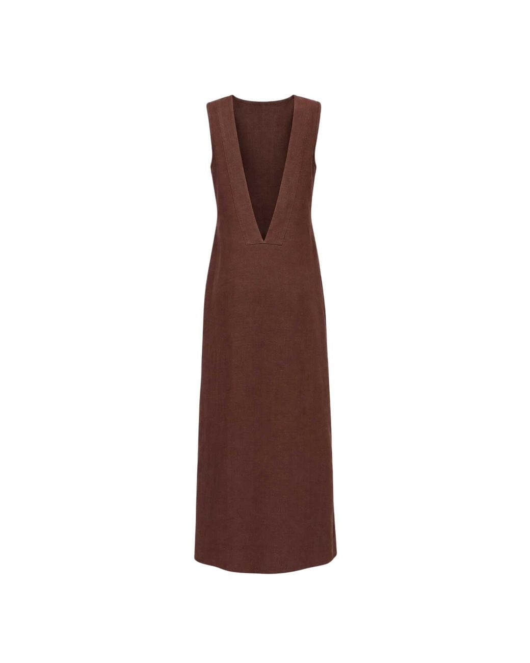 Humans & Land Brown The Nefertiti – V-Back Linen Dress