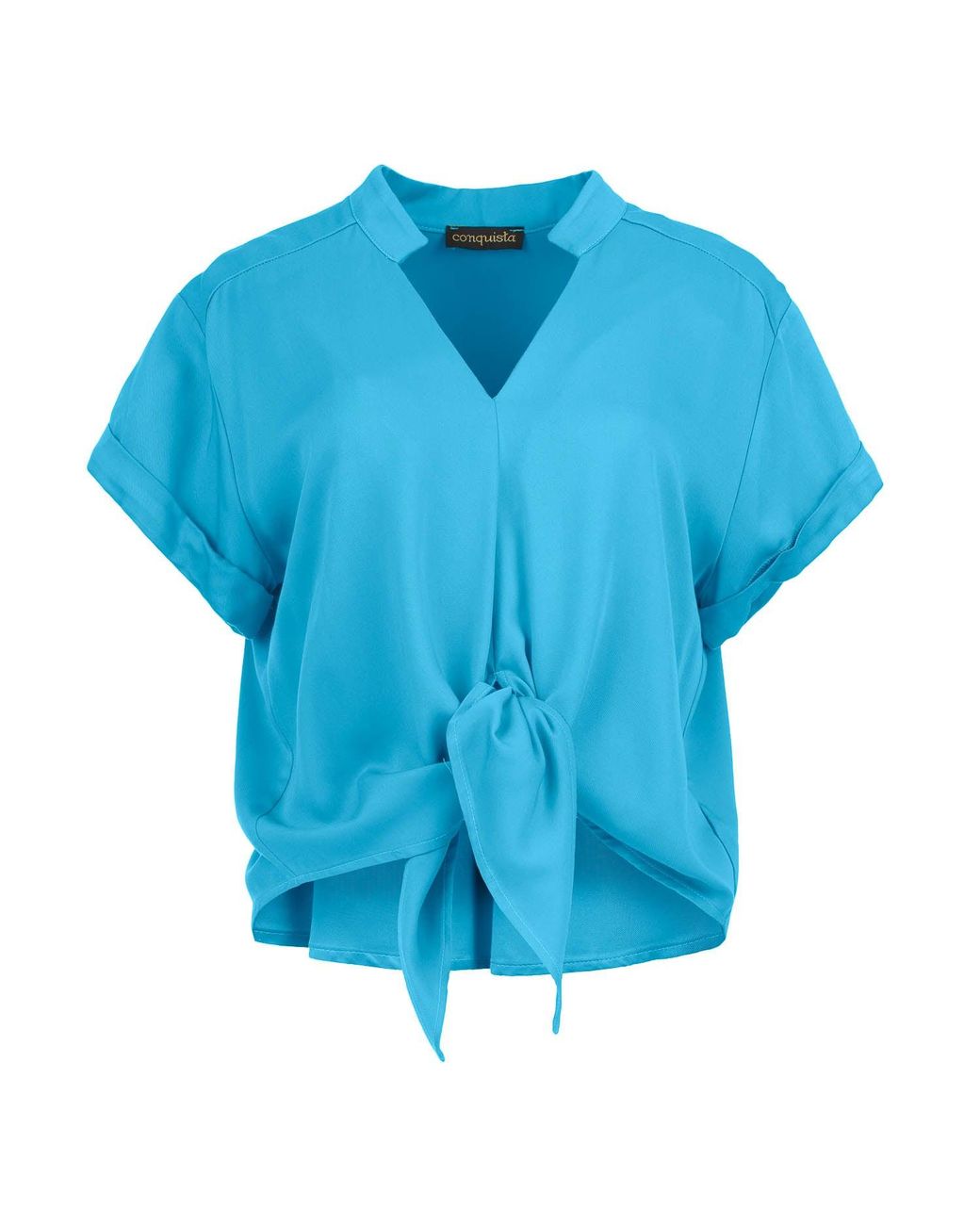 Conquista Blue Cerulean Charm Viscose Tie-Front Blouse