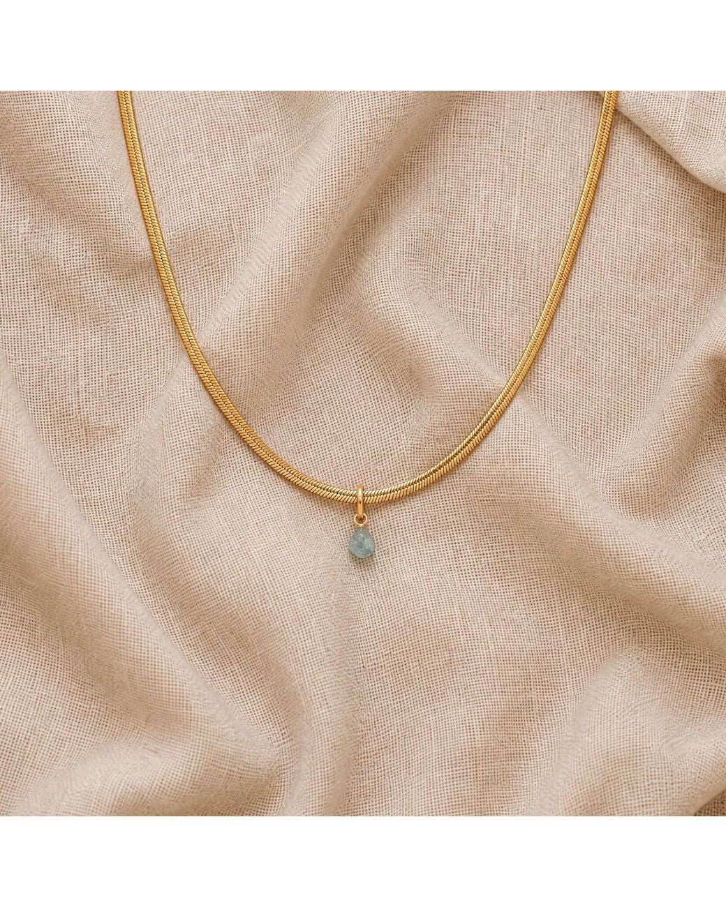 Saéa Metallic Aquamarine Herringbone Snake Chain Choker Necklace