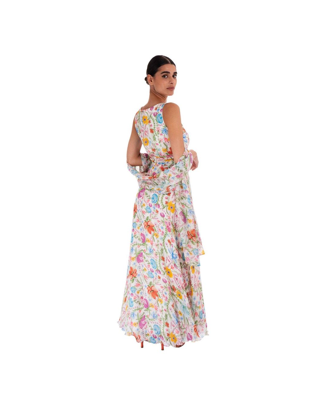 Sofia Tsereteli White Watercolour Garden Gown