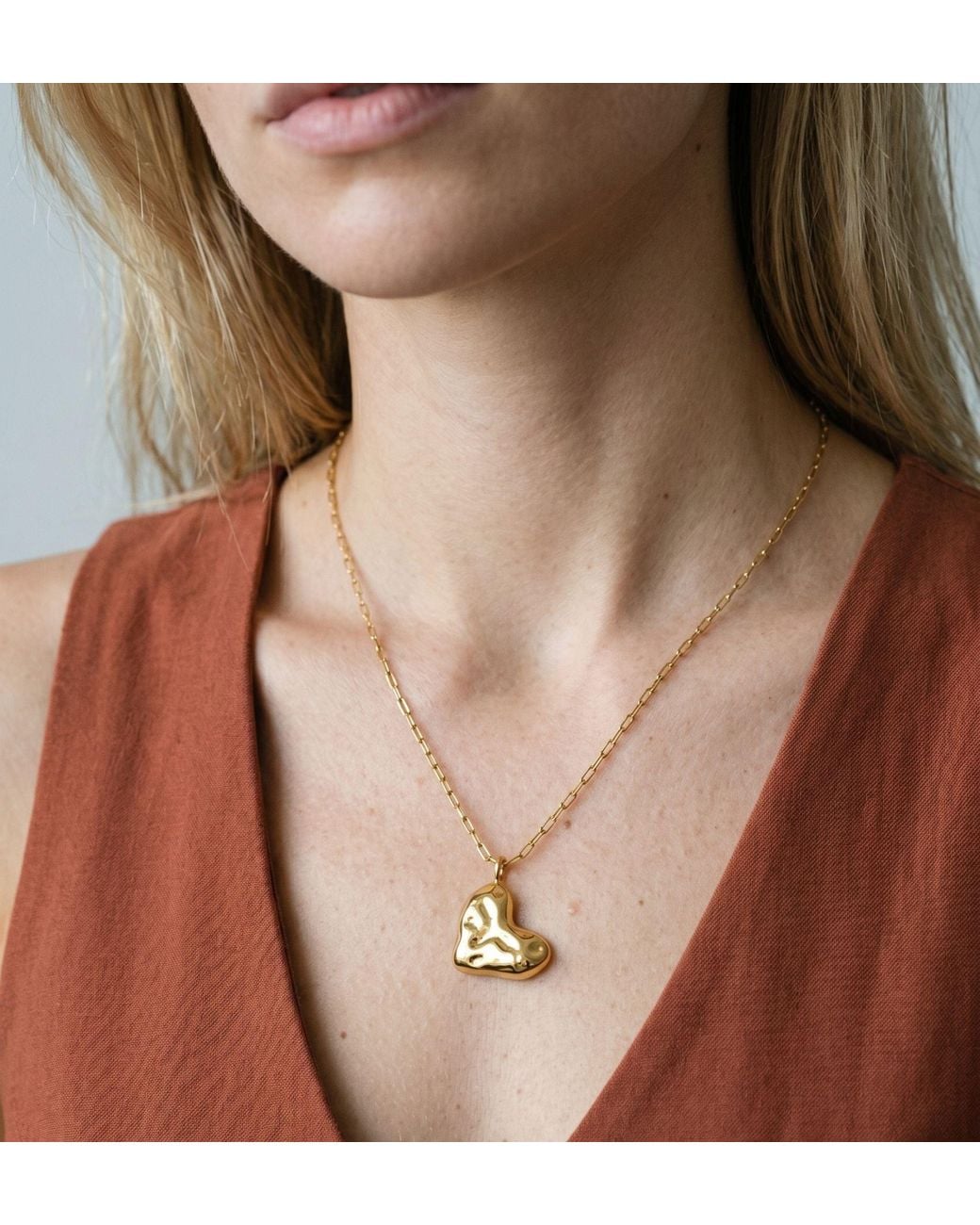 Uchi and Soto Metallic Kokoro Molten Heart Necklace