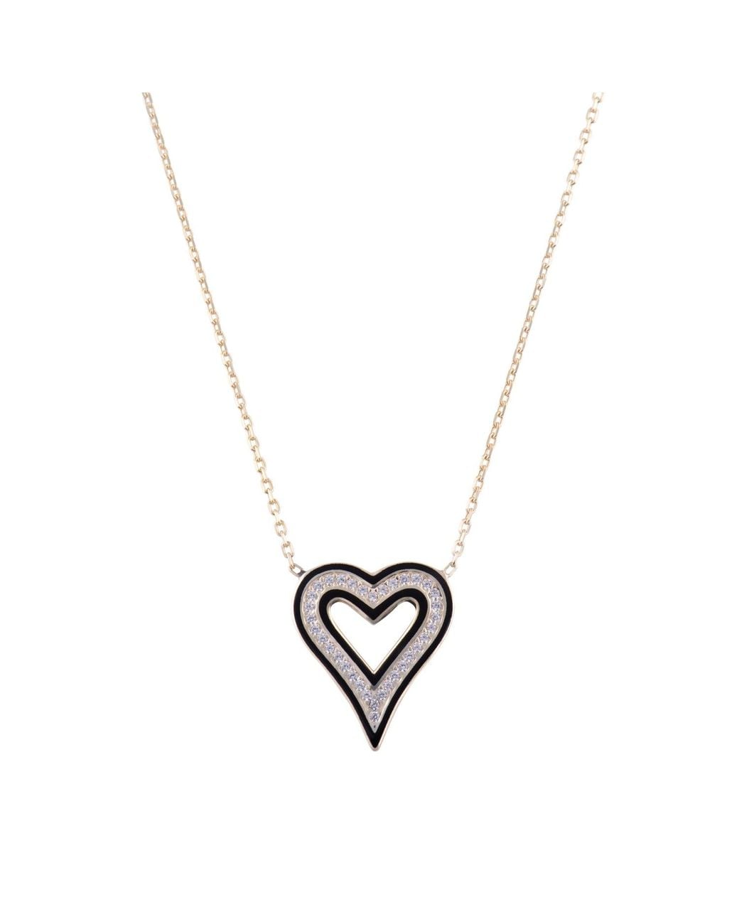 SHYMI Metallic Enamel Open Heart Necklace