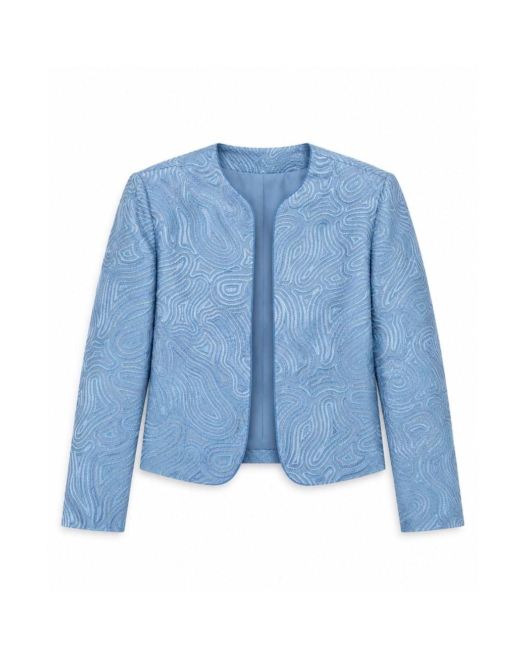 Stovaria Blue Tonal Embroidered Pure Silk Statement Jacket