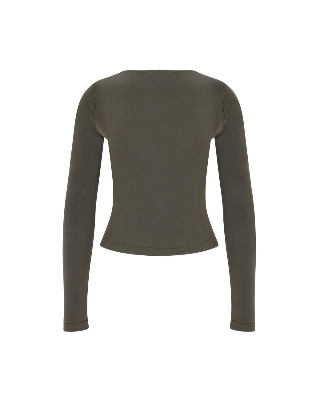 Maan Istanbul Green V-Neck Knot Detail Khaki Blouse