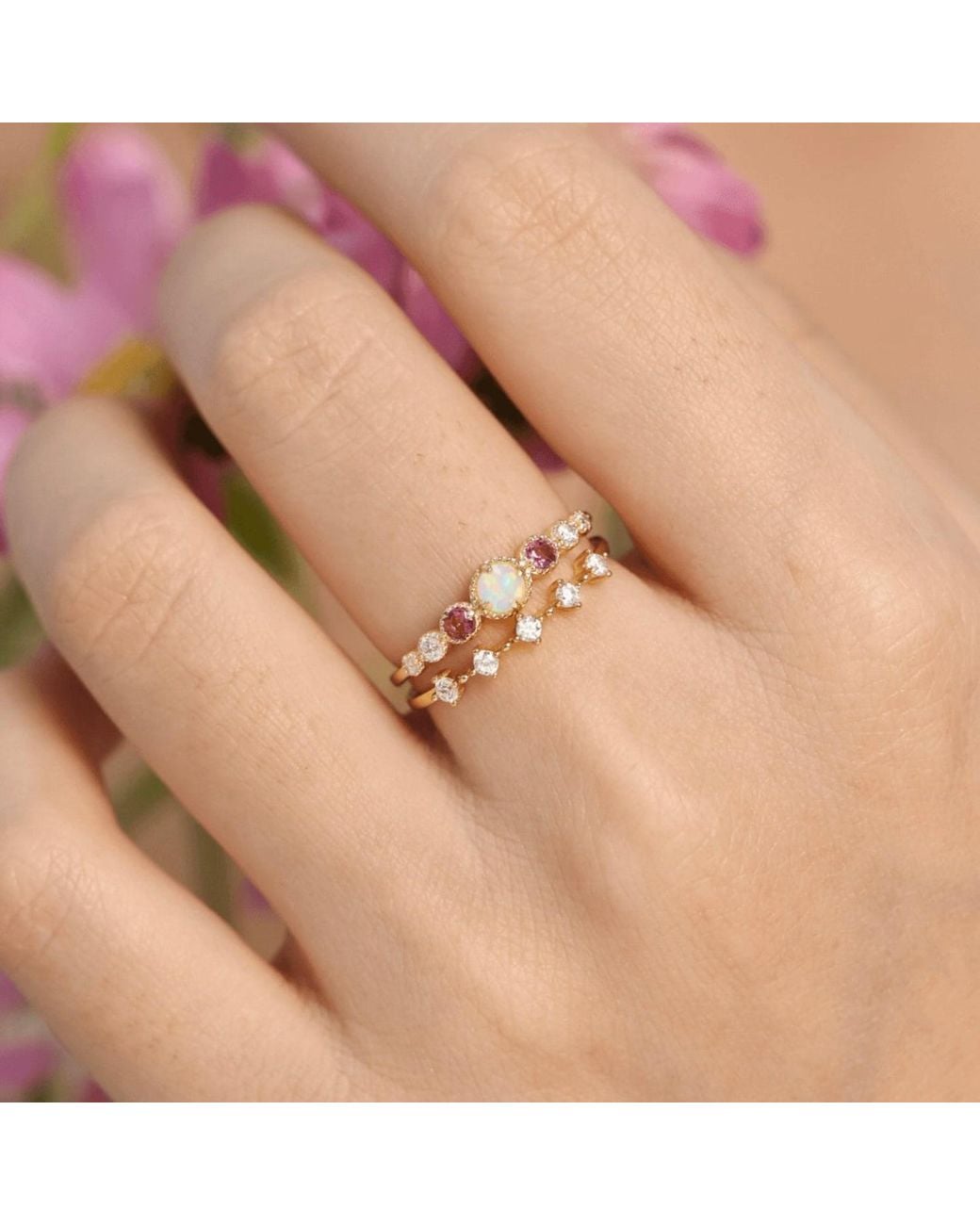 Azura Jewelry New York Metallic Divinity Opal Tourmaline Ring Vermeil