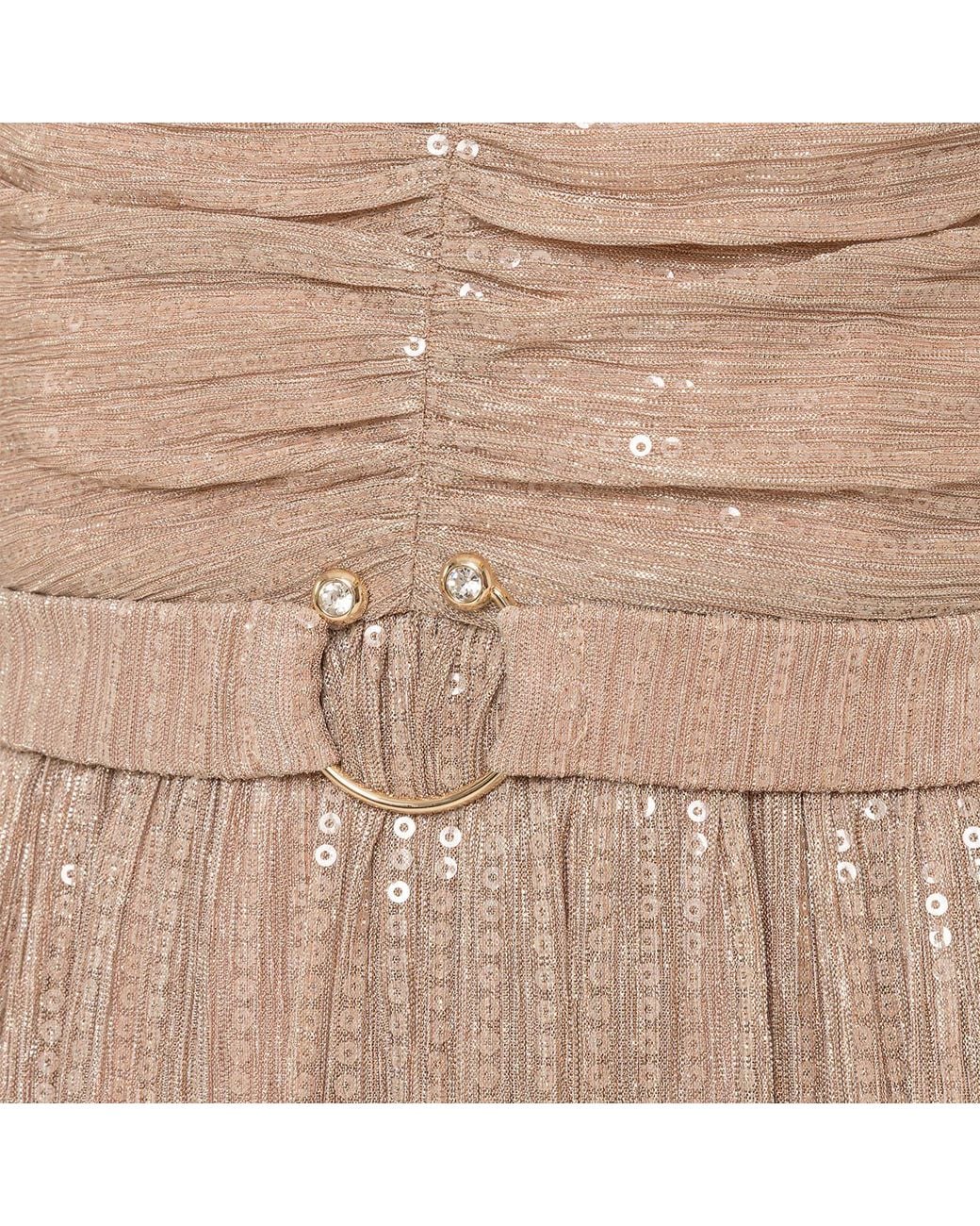 Nissa Natural Neutrals Sequin-Applique Maxi Dress Nude