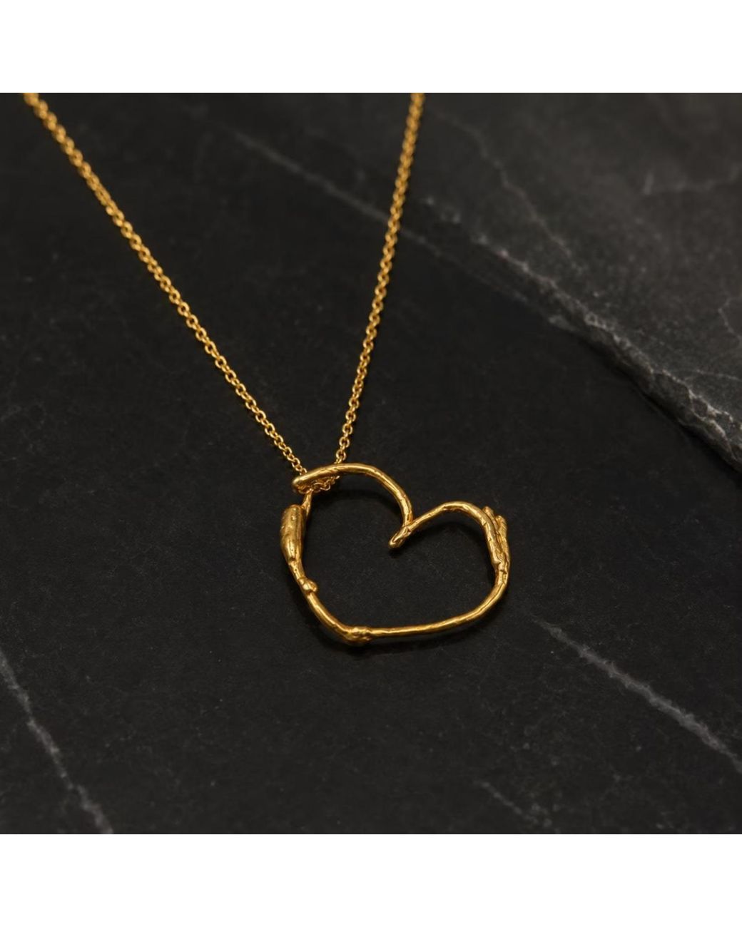 Mother Nature Jewelry Metallic Jasmine Heart Necklace, Heart-Shaped Branch Pendant