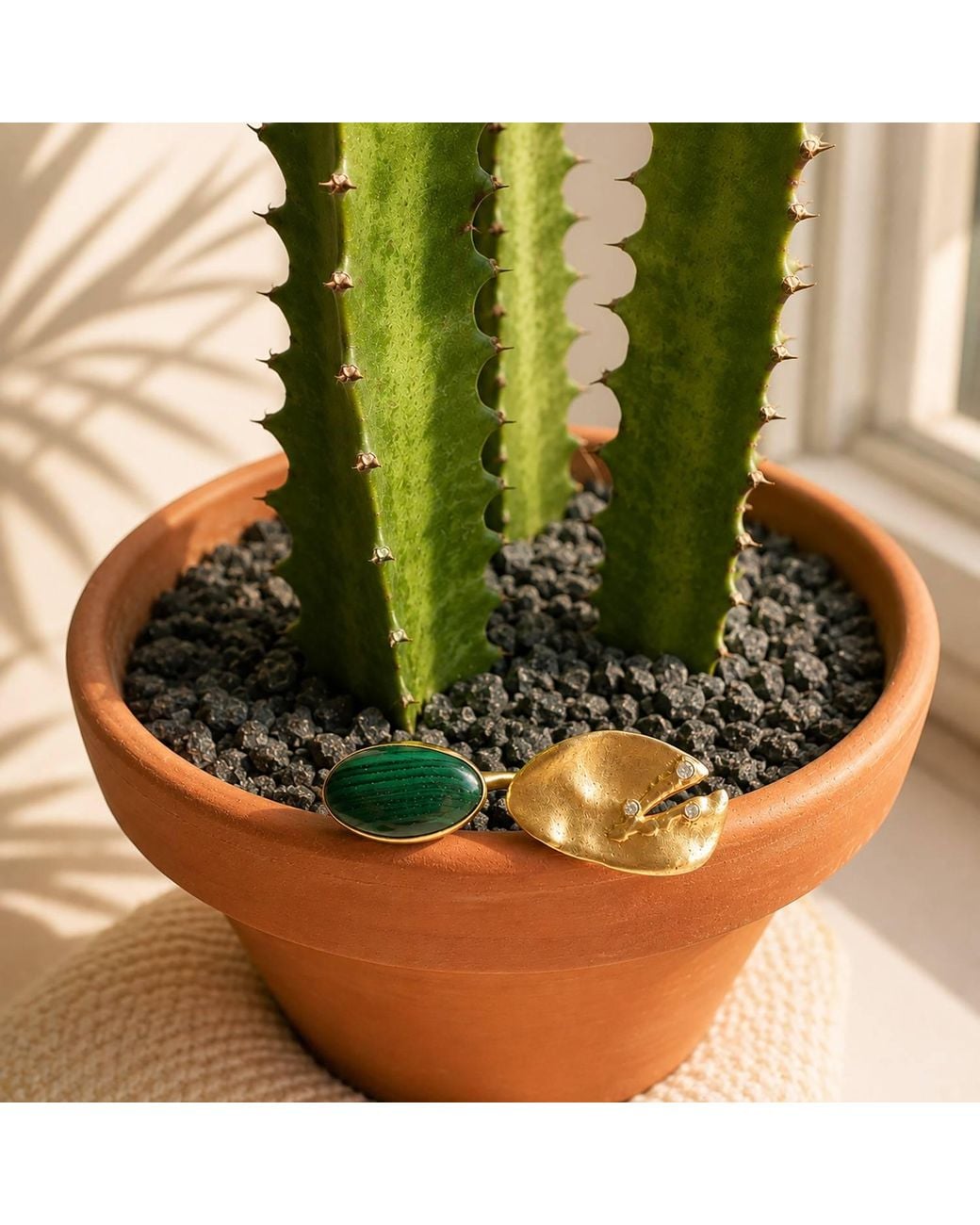 Rare Matters Jewelry Green Smooth Oval Malachite Statement Ring