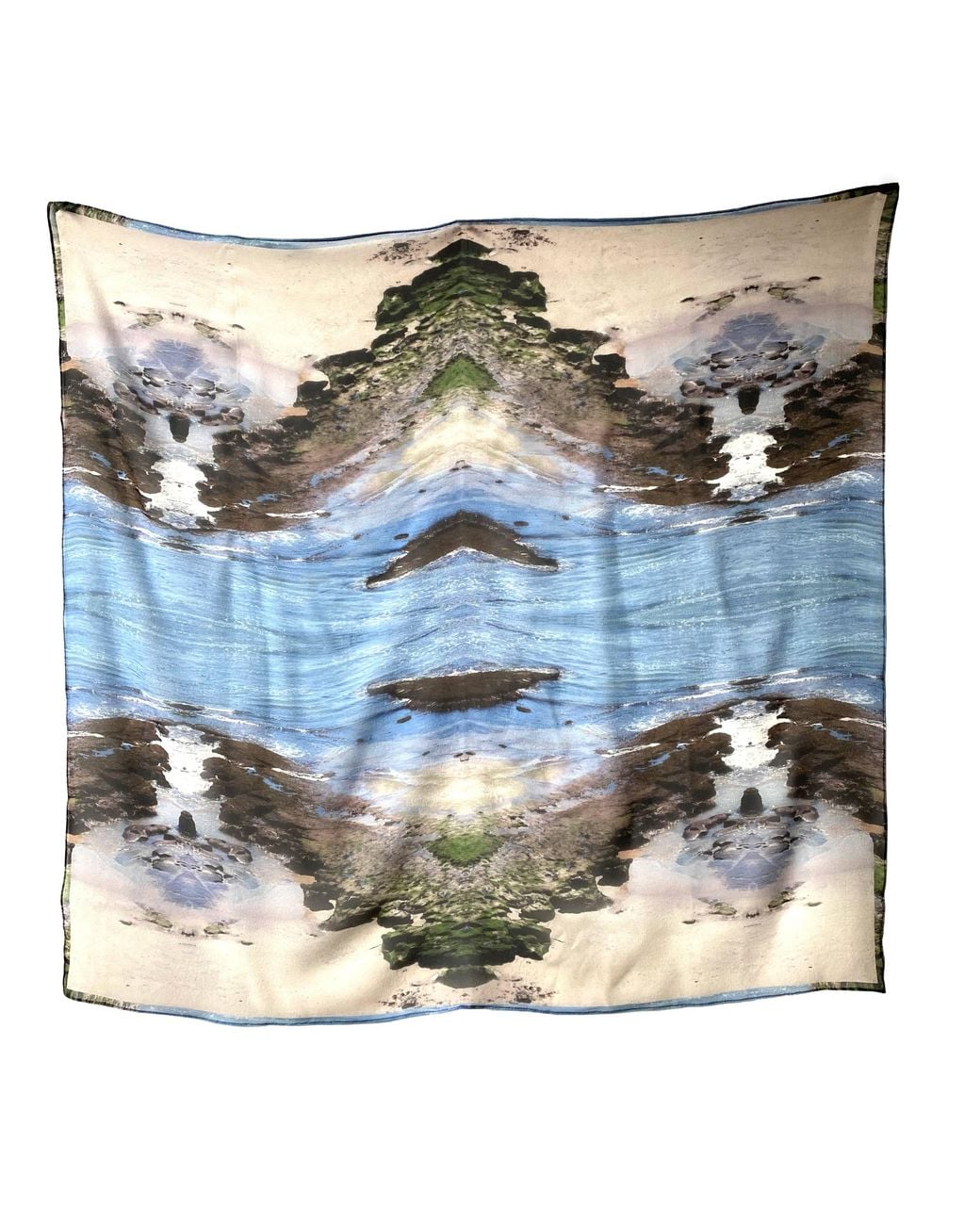 Babs Boutique NYC Blue Neutrals Babs California Beach Inspired Silk Georgette Scarf