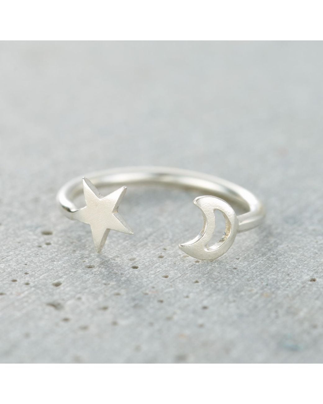 Posh Totty Designs Metallic Sterling Silver Moon & Star Open Ring
