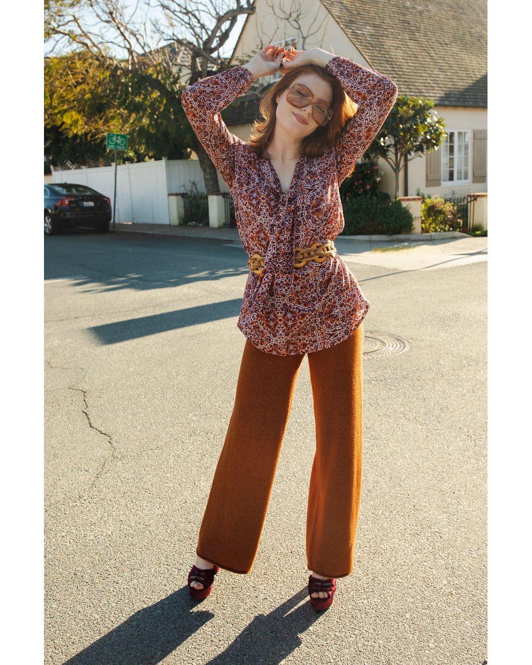 Jennafer Grace Red Willoughby Tie Front Blouse