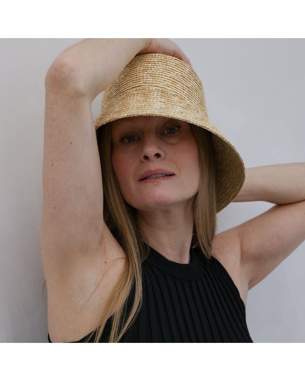 London Atelier Byproduct Natural Neutrals Raffia Lamp Bucket Hat