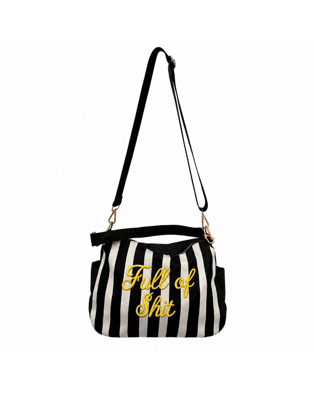 Lilly Loves Black Full Of Shit Stripe Shoulder Bag