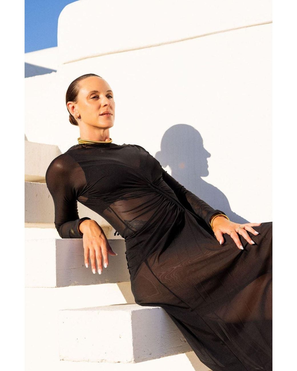 Serotone Swim Black Mesh Long Dress