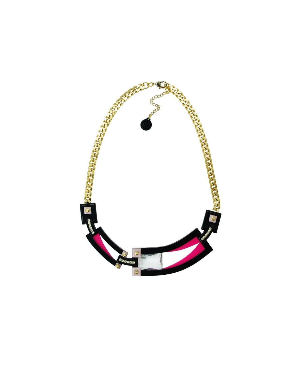 Gissa Bicalho Multicolor Handmade Acrylic Necklace Deco Choker Rectangular Cut Stone