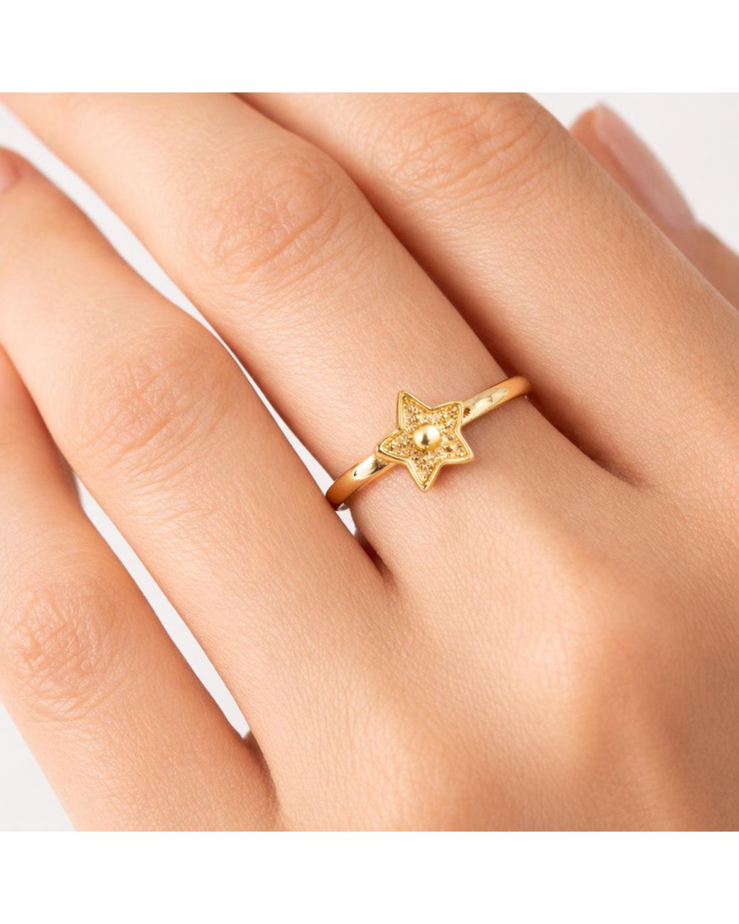 Unaloe Yellow Plated Sea Star Ring – Adjustable Symbolic Beach-Inspired Ring For