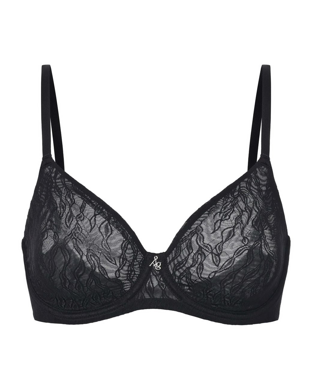 Amour D'agnette Black Julie Molded Lace & Mesh T-Shirt Bra