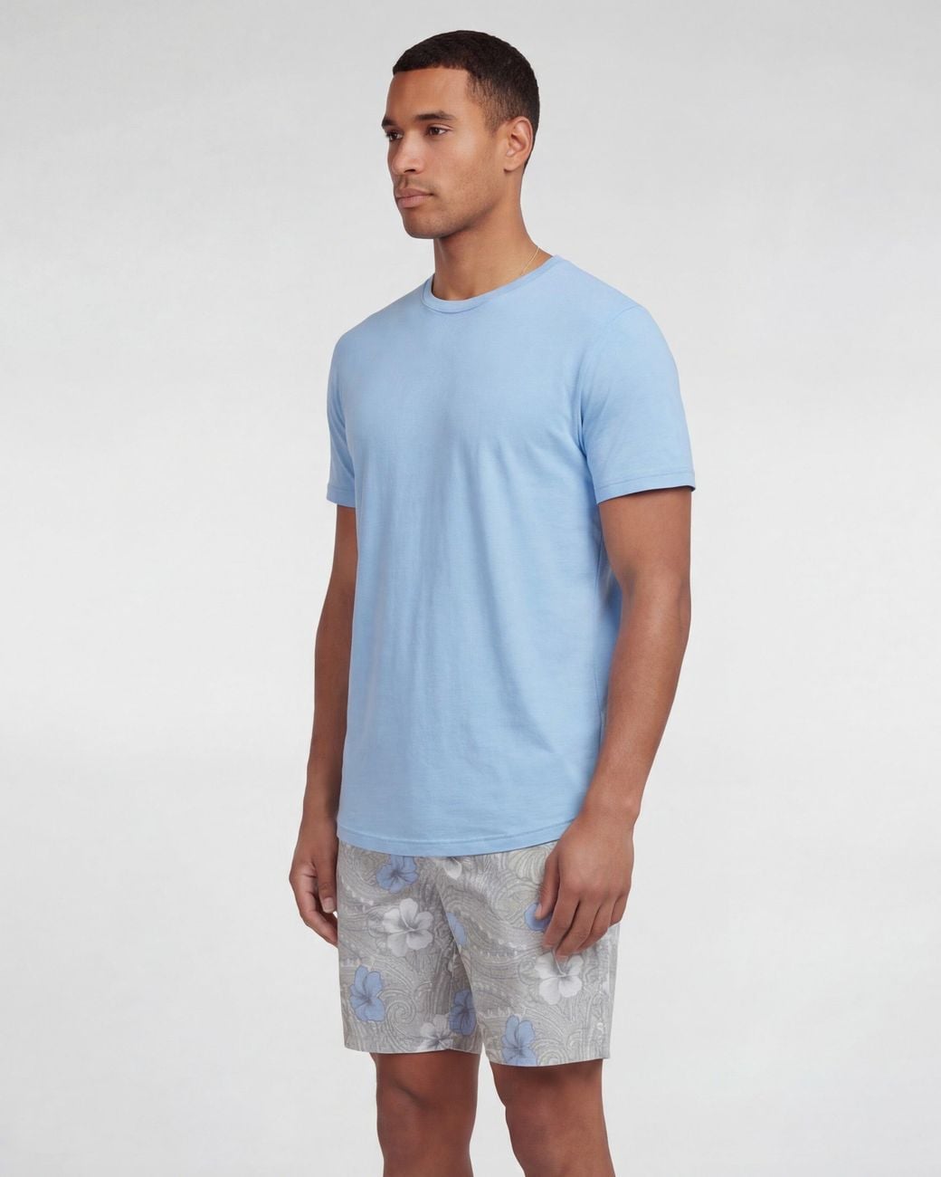 Lords of Harlech Blue Neutrals Clyde Tropical Paisley Natural Flat Front Short for men