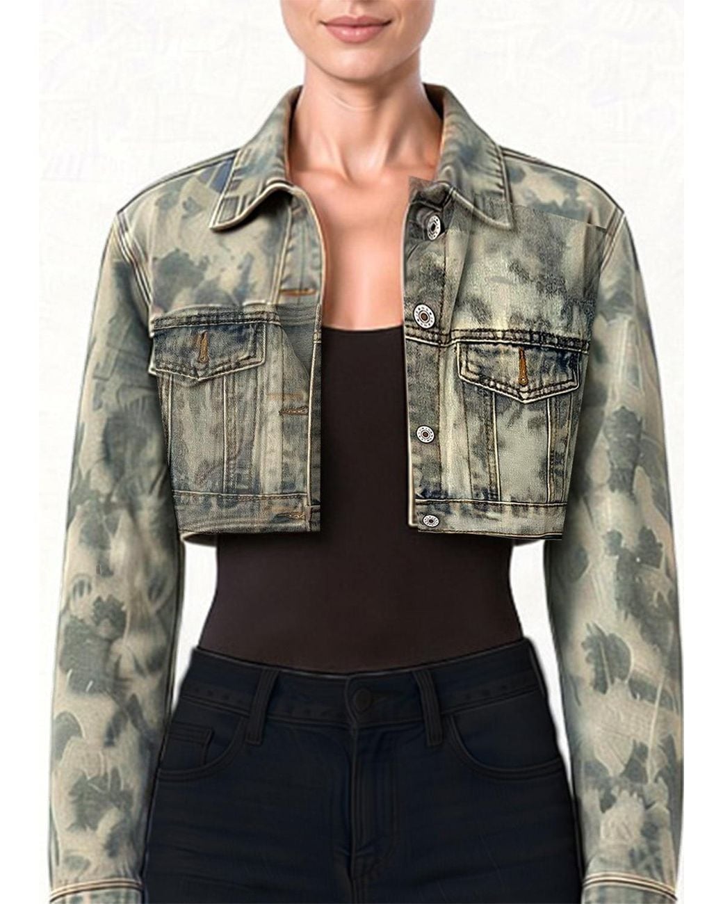 Maxjenny Gray Cropped Bleached Denim –