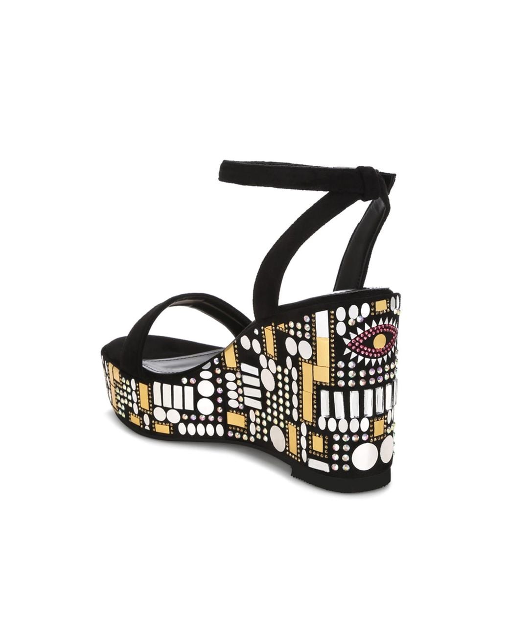 Rag & Co Brown Metropolis Mosaic Embellished Wedge Party Sandals