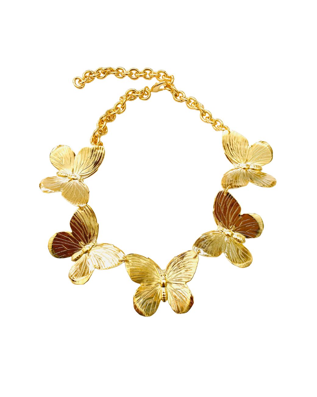 The Pink Reef Metallic Oversized Butterfly Necklace