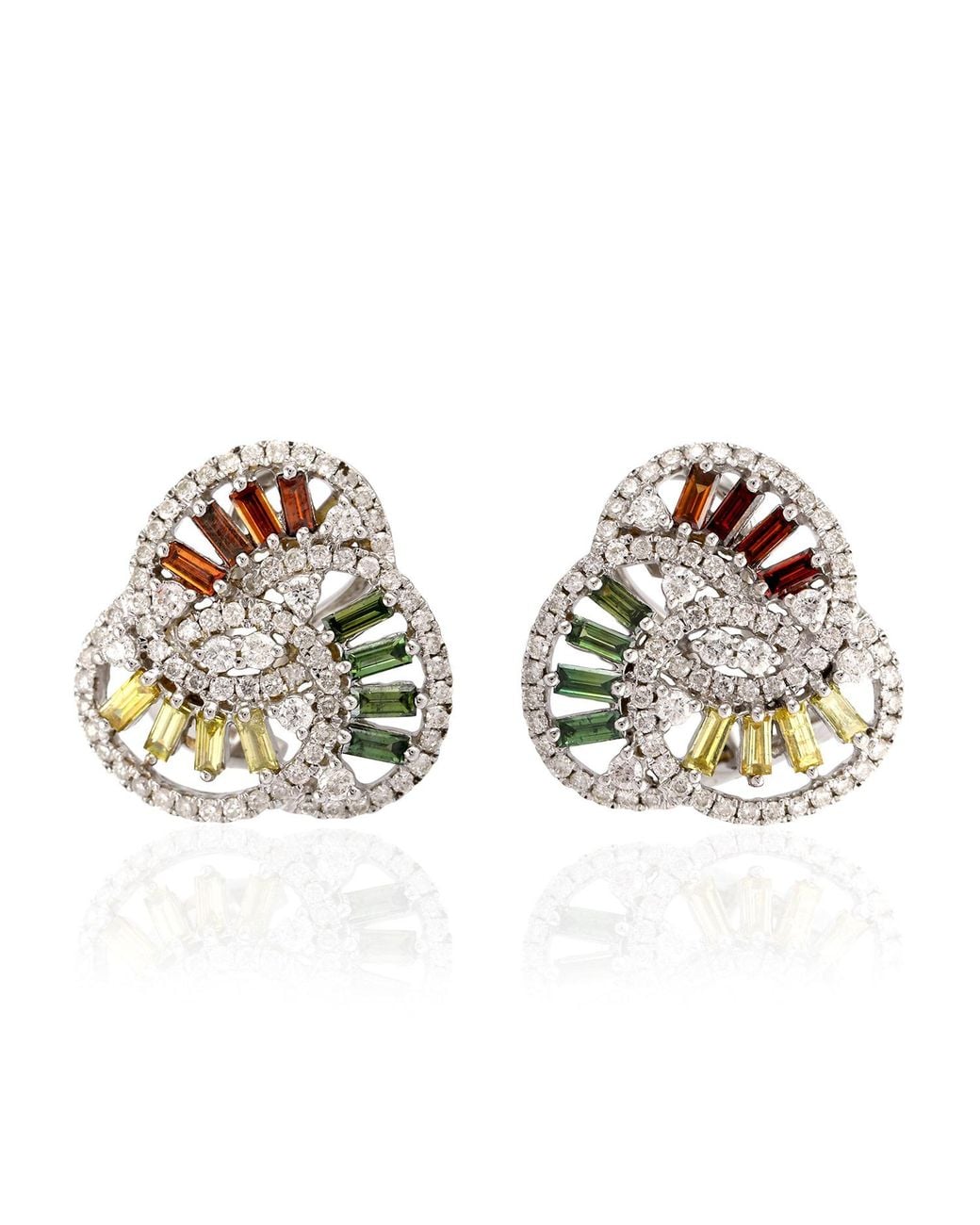 Artisan Metallic Colored Diamond Cluster Earrings