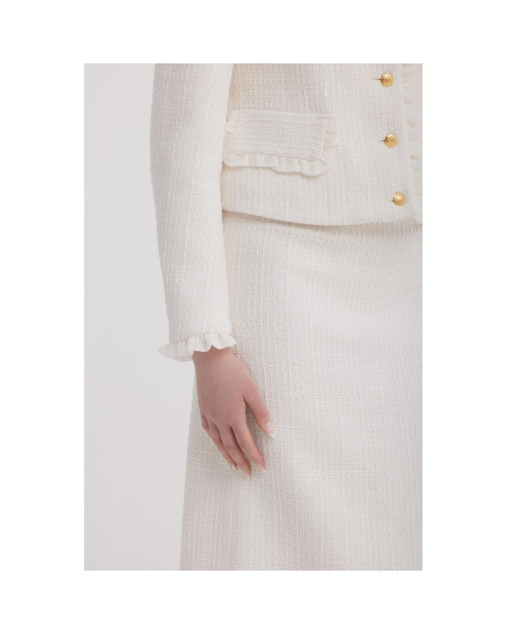 Georgette White Ivory Tweed Skirt Suit