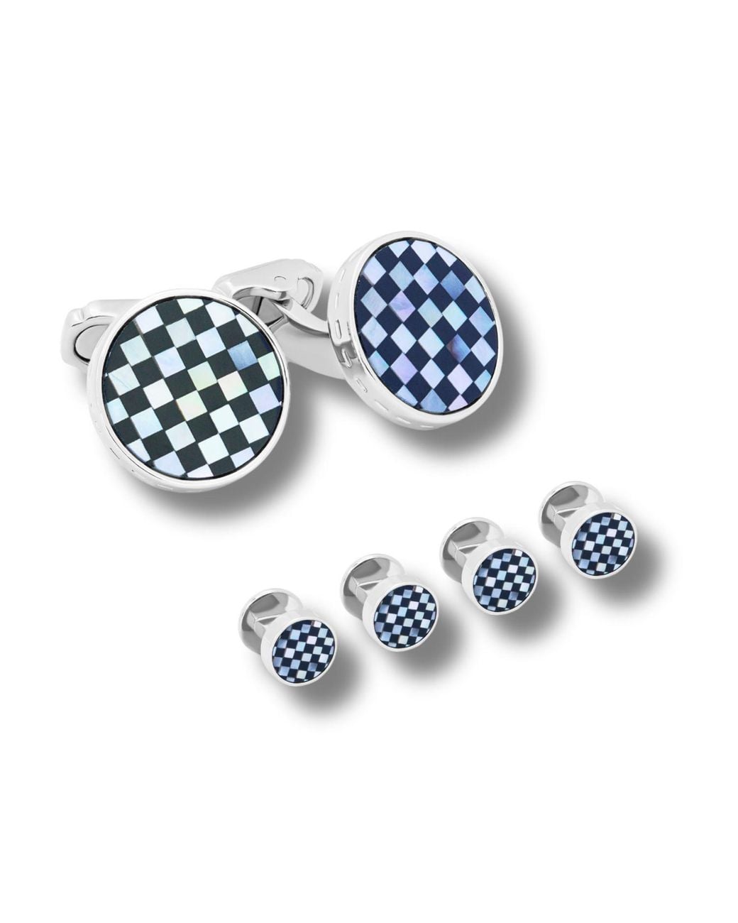 Tateossian Blue Thompson Bronze Mosaic Plated Shirt Studs for men