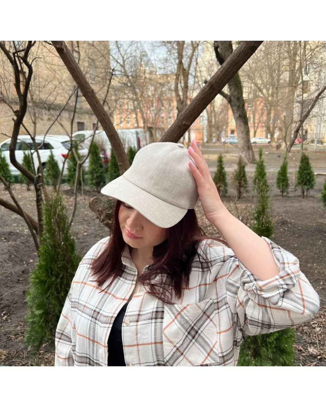 Cachemio Neutrals Natural Unbleached Linen Baseball Cap for men