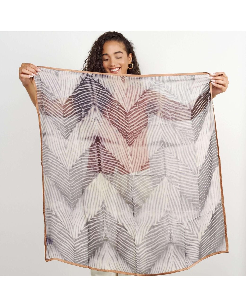 Variously Purple Chiffon Square Scarf Samu Hand Crafted Shibori Print Silk